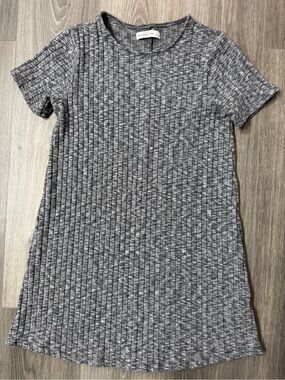 Abercrombie & Fitch Small Gray Ribbed Knit T-Shirt Dress Short Sleeve Cozy Y2K